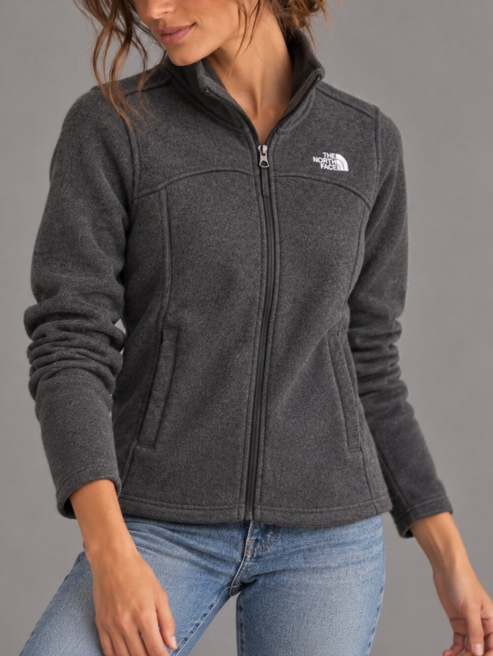 The North Face Gray Maggie Sweater Fleece Full Zip Jacket Womens Size XS